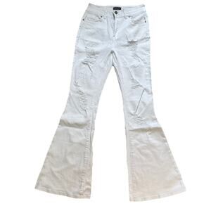 Michelle Ferrar white Distressed Jeans Flare Size 9